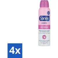 Sanex 4 x – Deodorant Spray – Dermo Invisible – 150 ml - Onzezichtbare Deodorant - Deodorant Spray - Transpiratieregulatie - Huidbescherming - Strepenvoorkomend