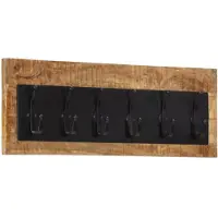 vidaXL Wandkapstok met 6 haken massief mangohout