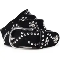B.belt Studded belt Leder 100 cm zwart