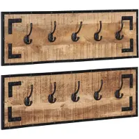 vidaXL Kapstokken 2 st 80x8x25 cm massief ruw mangohout
