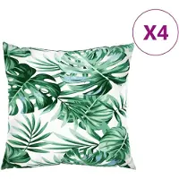 vidaXL Bankkussens 4 st bladpatroon 50x50 cm stof