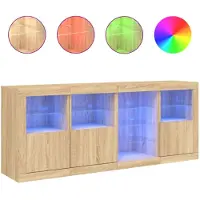 vidaXL Dressoir met LED-verlichting 164x37x67 cm sonoma eikenkleurig