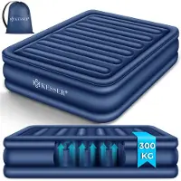Kesser Luchtbed Opblaasbaar Matras met Ingebouwde Elektrische Pomp Verhoogd Opblaasbaar Matras voor Overnachtende Gasten met Opbergtas en Reparatiekit - Dubbel Blauw