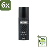 Amando - Noir - Deodorant - Spray - 150 ml - Voordeelverpakking - 6 stuks - Noir Deodorant Spray - Deodorant spray voor mannen