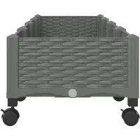 vidaXL Tuin planter met wielen Lichtgrijs 160 x 40 x 29 cm PP