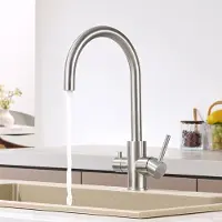 CECIPA MAX 3‑wege Keukenkraan - 3‑in‑1 drinkwaterkraan - 360° Roteerbaar - Roestvrij staal constructie - Hogedruk keukenkraan - Zilver