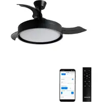 Create - Stille plafondventilator 40 W Ø107 cm met intrekbare bladen en LED-licht - M - Met licht - WIFI - WIND CLEAR EDGE