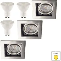 Lybardo - Inbouwspots 3-pack - Kantelbaar + LED Spot 2.4W - Warmwit Licht