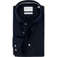Michaelis slim fit heren overhemd - twill - donkerblauw - Strijkvrij - Boordmaat: 38 (EU maat: S)