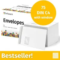 Infowerk NIEUW: Enveloppen met venster, DIN C4, onbedrukt, 75 stuks