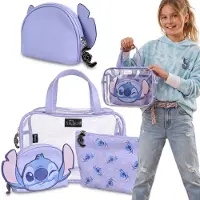 Sarcia.eu DISNEY Stitch Set van pastelpaarse reis-toilettasjes met ritssluiting, 3 stk., verschillende maten