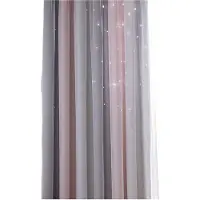 MODFU Gordijnen 160x132 cm – Lichtdoorlatende Raamdecoratie met Lasersterren voor Woonkamer of Slaapkamer – Polyester – Poederas