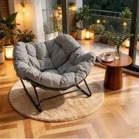 STILVORA Schommelstoel 91 x 102,5 x 77 cm - Omhullend Ei Vormig Design Met Armleuningen - Voor Woonkamer En Balkon - Chenille Lichtgrijs