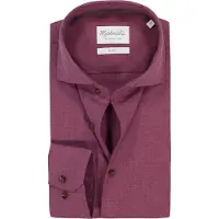 Michaelis slim fit heren overhemd - flanel - bordeaux rood - Strijkvriendelijk - Boordmaat: 38 (EU maat: S)