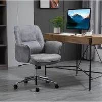 OKWISH Bureaustoel - Ergonomisch En Hoogteverstelbaar - Met Vaste Armleuningen - Stof - Modern - Lichtgrijs - Met Wippfunctie En Wielen