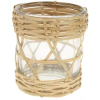 Meander Glas met vlechtwerk rand Ø6,5xH7,5cm
