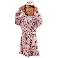 Sanrio Hello Kitty badjas - duster - kamerjas - fleece - capuchon - maat 134-140 - 8 - 10 jaar