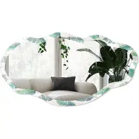 Wallfluent Tropische Bladeren Spiegel - Groen Rechthoekige Spiegel Met Modern Design - Organische Spiegel - Slaapkamer, Woonkamer, Kantoor - Aquarel - 45x90 cm - Totale afmeting 52x97 cm