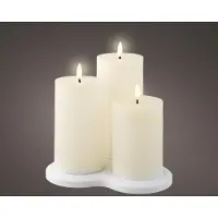 Lumineo Oplaadbare led kaarsen | 7,5 x 10 cm, 12,5 cm, 17 cm | Creme | 3D vlam | 3 stuks |