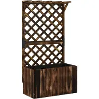 Muvano Plantenbak Met Klimrek - Houten Bloembak - Kweekbak - Trellis - Dakje - Afwatering - Weerbestendig - Hout - Tuin - 122cm - Klimmen - Bruin