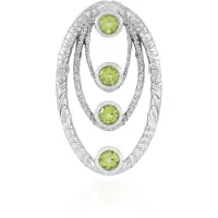Cavill - Hanger 925 Sterling Zilver Platina Geplateerd - Peridoot 1,022 ct - Elegante Groene Edelsteen - Bezel Zetting - Sieraden voor Vrouwen