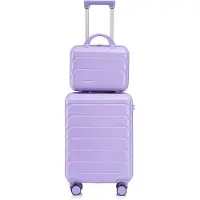 Muvano Kofferset - Hartschalenkoffer - Gepäckset - Reisekoffer - ABS - 360° Wielen - Cijferslot - Krasbestendig - Reizen - 55cm - 2-delig - Blauw/Paars