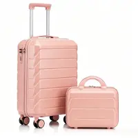 Muvano Kofferset - Handbagage Koffer - Reiskoffer - ABS Hardcase - 360° Wielen - Cijferslot - Krasbestendig - Weekendje Weg - 55 cm - 2 Delig - Roze