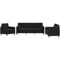 vidaXL 3-delige Loungeset met kussens fluweel zwart
