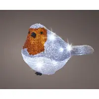 Lumineo LED roodborst acryl buiten op batterij 11x21x14 cm 20L koelwit Kerst