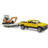 BRUDER Auto Ram 2500 Power Wagen Rental Service met aanhangwagen en minibagger
