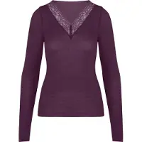 Hunkemoller Shirt 'V-neck with Cashmere' lila