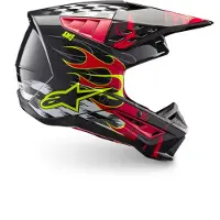 Alpinestars S-M5 Rash Helm Ece 22.06 Donkergrijs Felrood Glanzend Maat XL