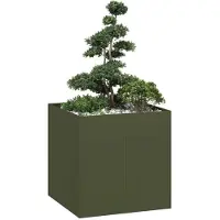 vidaXL Plantenbak 80x80x80 cm staal olijfgroen