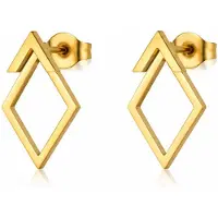 Cilla Jewels Goudkleurige Ear Jacket Oorbellen van Edelstaal met Ruitmotief