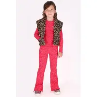 B.NOSY teddy rechtvallend gilet met panterprint - bruin Panterprint - maat 98/104