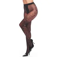Kotek Panty zwart, met patroon, 20den T007