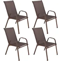 Springos Tuinstoel | Tuinstoelen | Tuinstoel Buiten | Staal | Textiel | 4 Stuks