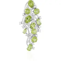 Cavill - Zilveren Hanger met Peridoot en Zirkonia - 925 Sterling Zilver met Platina Coating - 5,497 Ct - Elegante Groene Edelsteen Sieraad