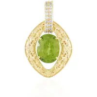 Cavill - Luxe Zilveren Hanger - 925 Sterling Zilver Verguld - Ovale Peridoot 2.382 ct - Elegant Sieraad voor Dames met Zirkonia Accent