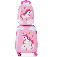 Costway kinderkoffer, eenhoorn, 12"+16", kinderkoffer