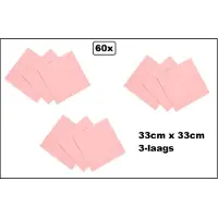 Wefiesta 60 stuks Servetten roze 33cm x 33cm - 3 laags - Cocktail servet diner eten knoeien restaurant BBQ thema feest verjaardag feest