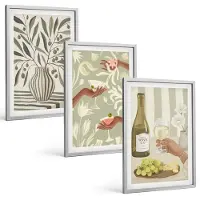Coloray 3-Delige Schilderij Set - Olijfbloemen En Rustieke Cocktails - 40 x 60 cm - Wanddecoratie - Muurdecoratie - Moderne Interieurdecoratie