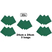 Wefiesta 20 stuks Servetten groen 24cm x 24cm - 3 laags - Party Cocktail servet diner eten knoeien restaurant BBQ thema feest verjaardag feest