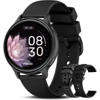 Maoo Ventura 2 - GPS Smartwatch Dames - AMOLED - Siliconen, Leren en Sportbandje - Stappenteller - Hartslagmeter - Slaapmonitor - Belfunctie - AOD - Multisport - Geschikt voor Android en iOS - Zwart