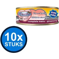 Renske 10x - Vers kat paté kip/konijn 70gr - Kattenvoer Natvoer - 70 g