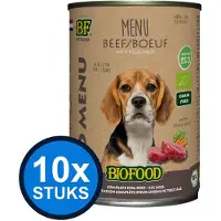 BF Petfood 10x Biofood - Organic hond rund menu blik 400gr - Hondenvoer Natvoer - 400 g