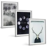 Coloray 3-Delige Schilderij Set - Boslandschap In De Mist Maanfasen Hertenschedel - 40 x 60 cm - Wanddecoratie - Moderne Interieurdecoratie - Decoratieve Schilderijen