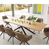 DELIFE Eettafel Edge 260x100x2,5-3 eiken natuur kruisframe rechthoek zwart Live-Edge