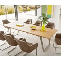 DELIFE Eettafel Edge 260x100x2,5-3 eiken natuur roestvrij staal schuin Live-Edge