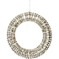 Kaemingk Warm wit 600 Micro-LED flash verlichte krans frame goud dia 50 cm Lumineo